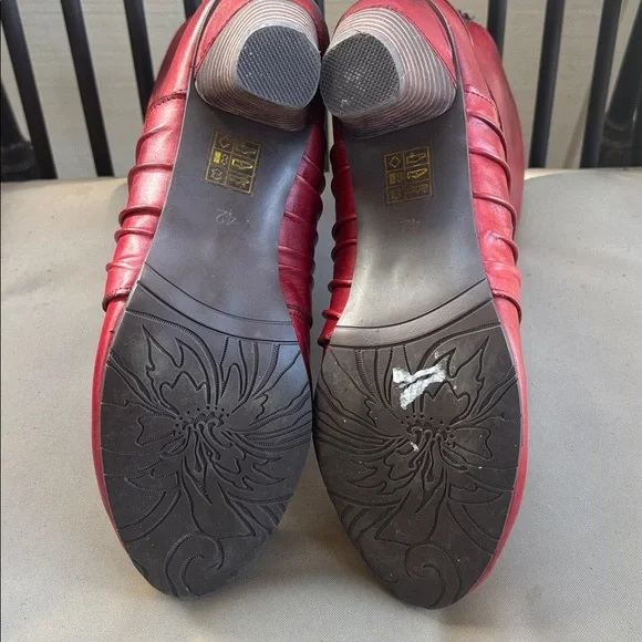 L’ Artiste Spring Step MERCI Red Leather Boot Heeled European 42 10 PERFECT COND - Picture 7 of 7